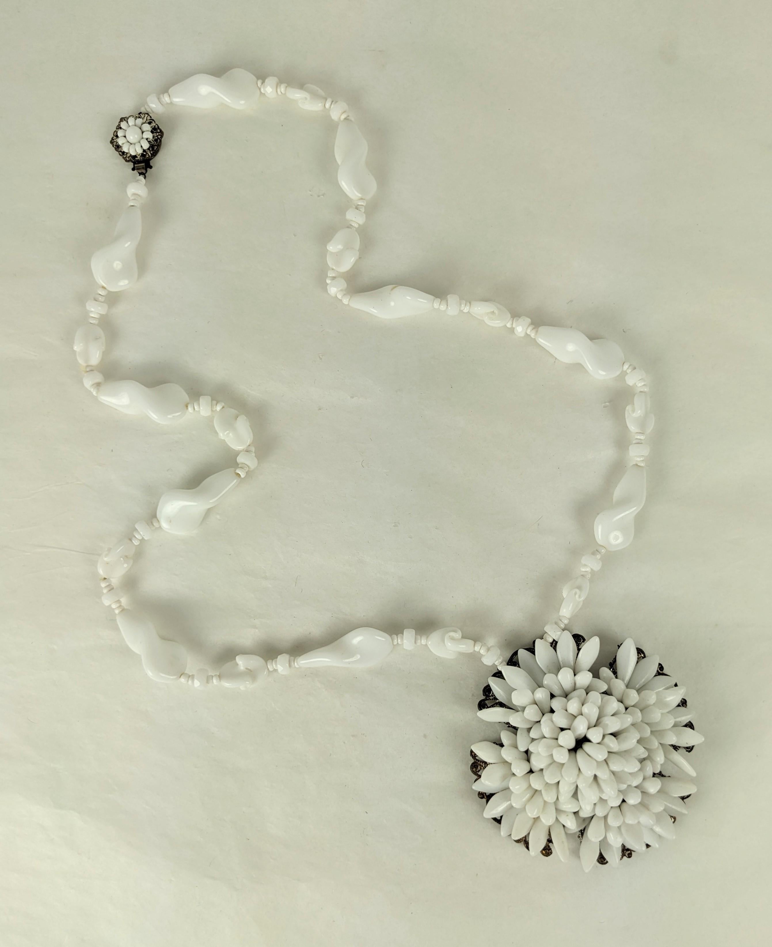 Miriam Haskell Milk Glass Spike Pendant In Good Condition For Sale In New York, NY
