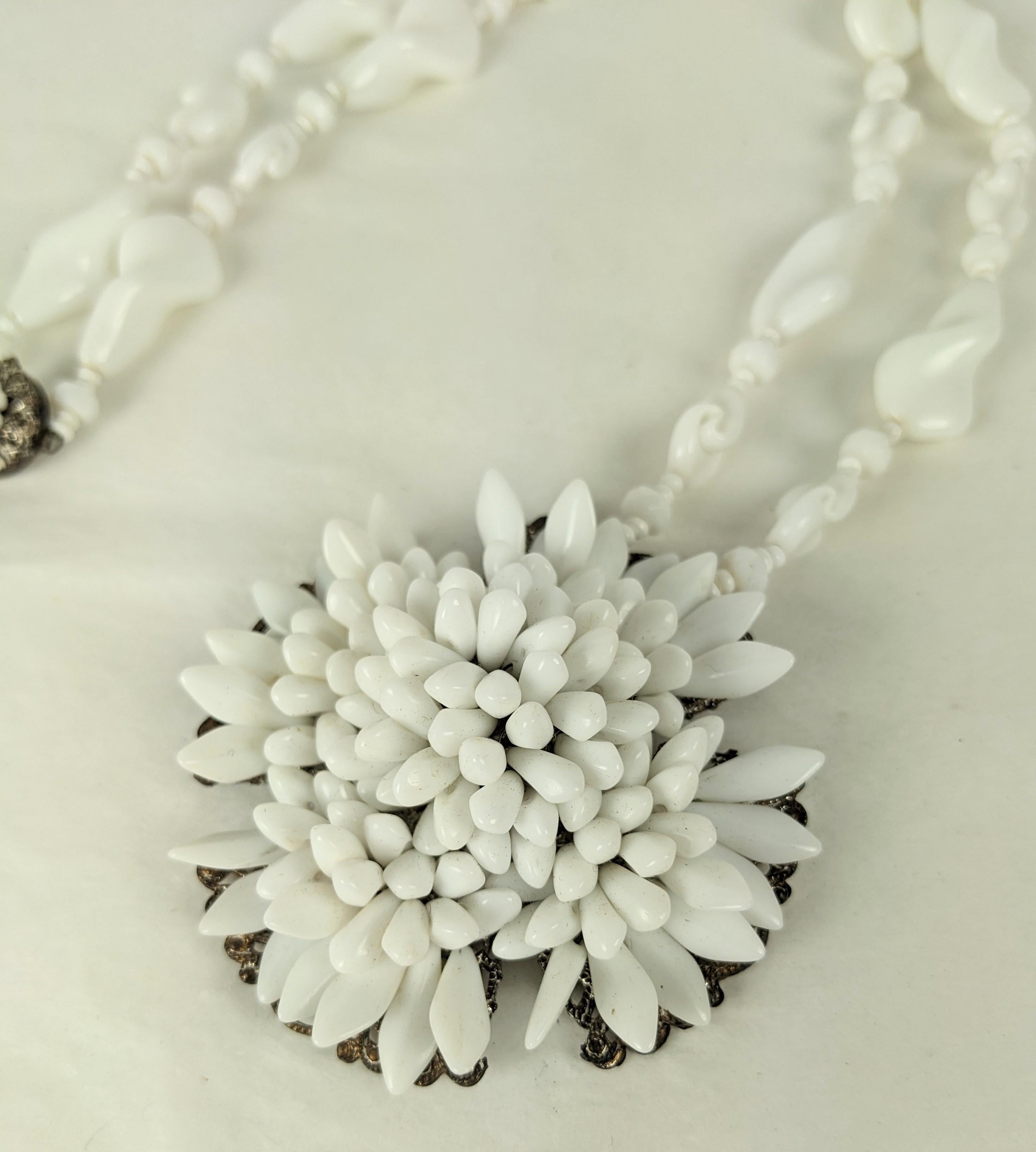 Women's Miriam Haskell Milk Glass Spike Pendant For Sale
