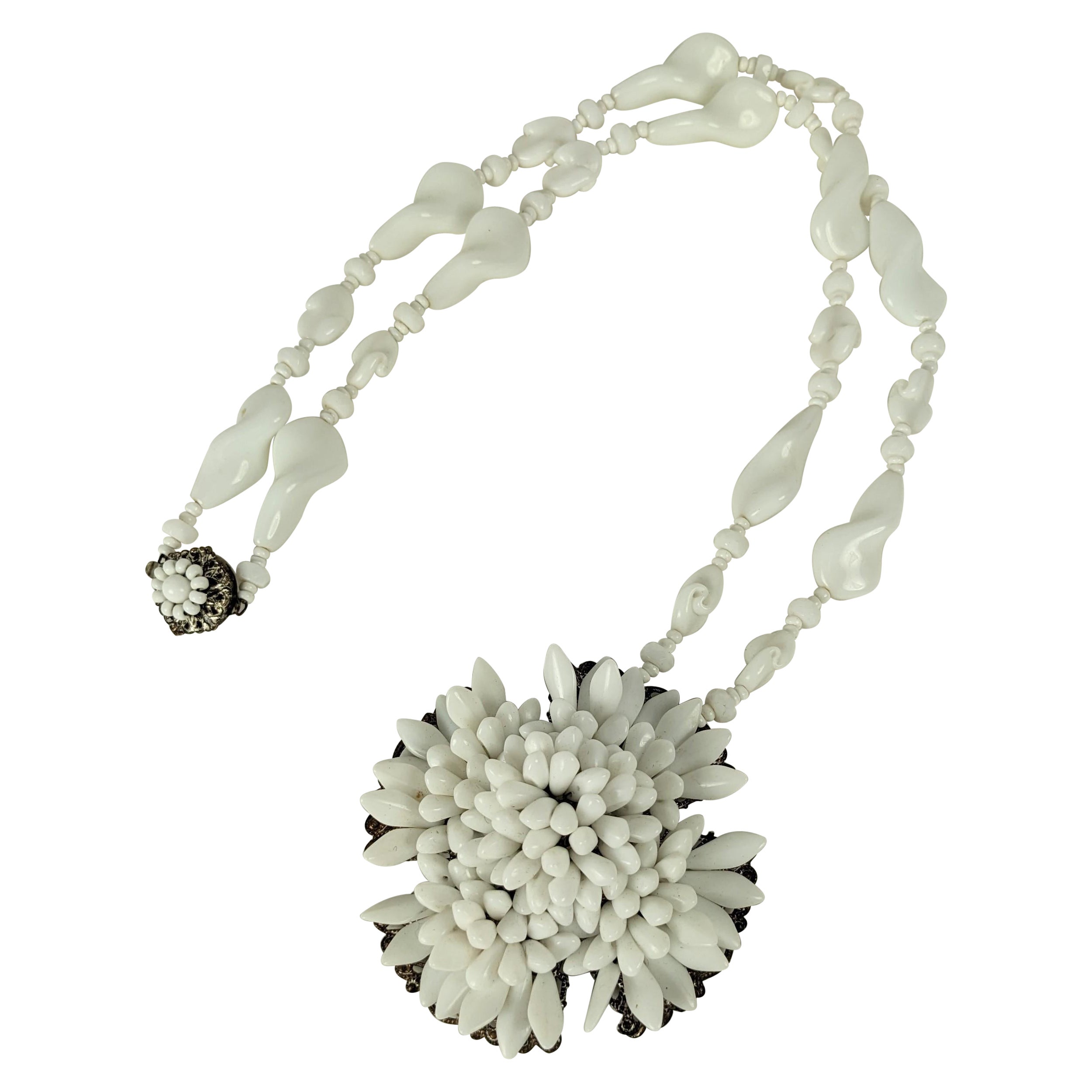 Miriam Haskell Milk Glass Spike Pendant