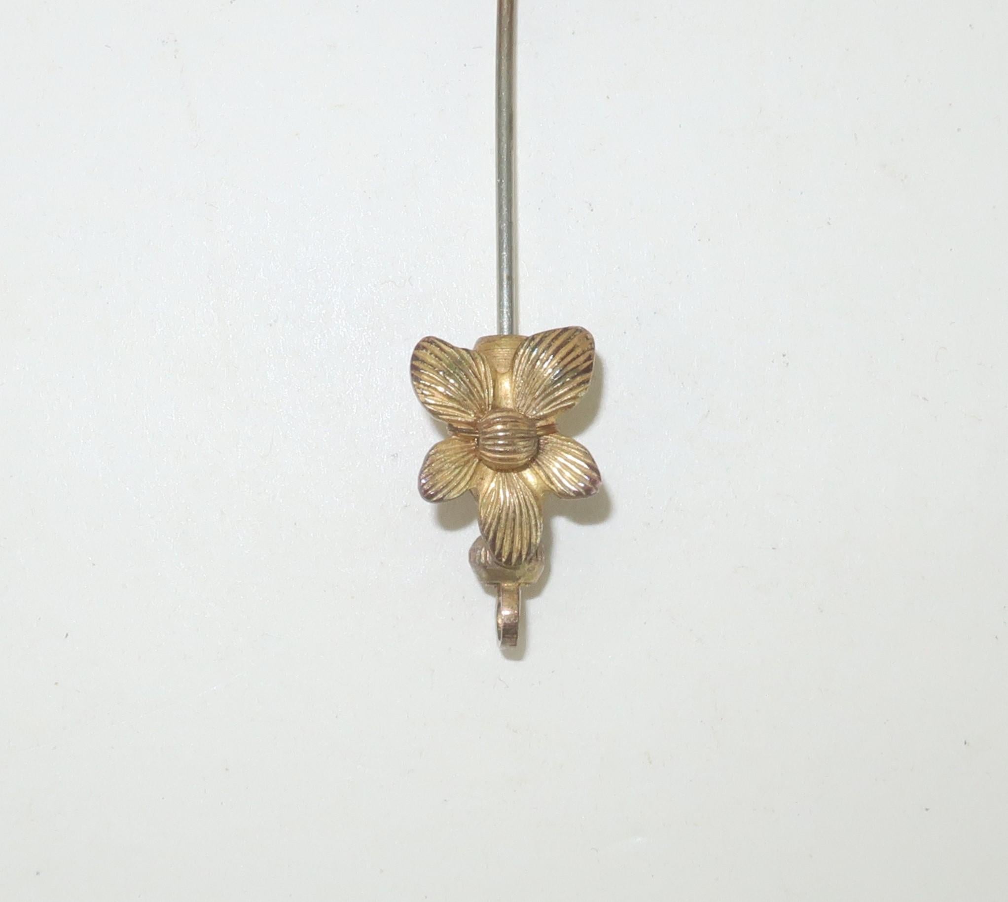 MIRIAM HASKELL Mosaic Butterfly Stick Pin Brooch, C.1950 In Good Condition For Sale In Atlanta, GA