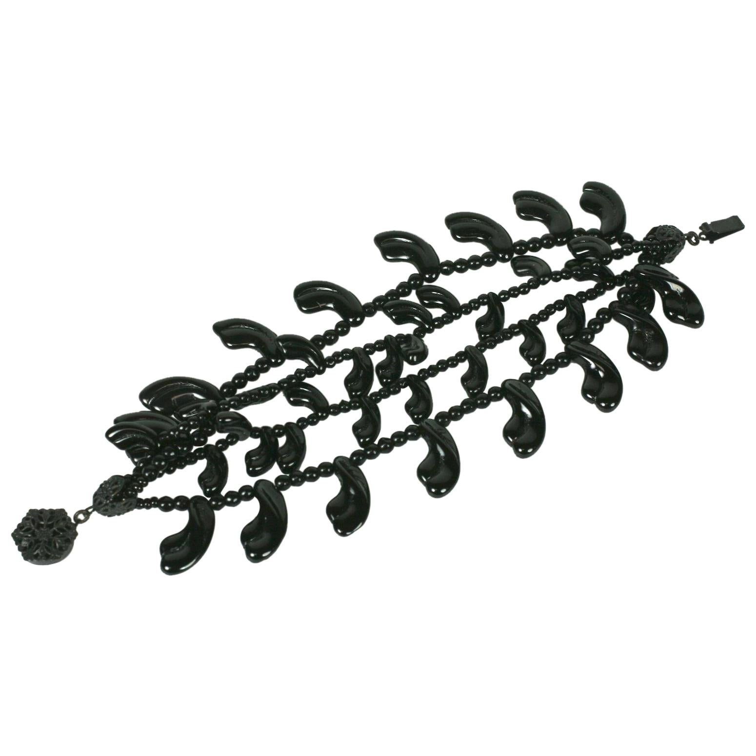 Miriam Haskell Multi Strand Jet Petal Bracelet