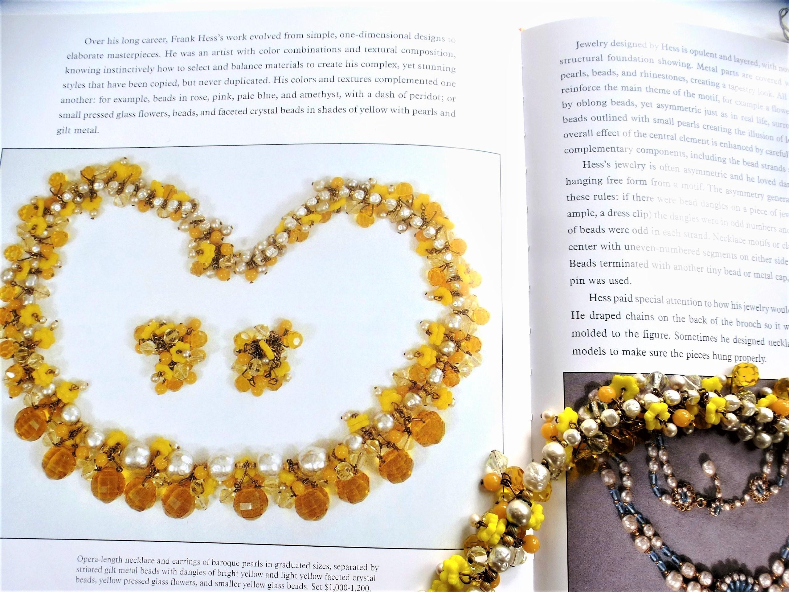 MIRIAM HASKELL necklace book piece 1950s with many cut yellow glass balls For Sale 1