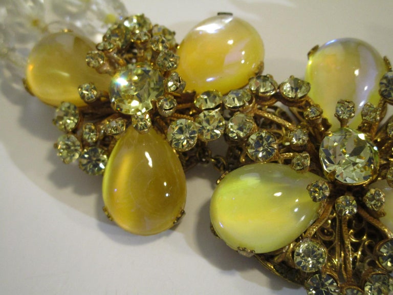 MIRIAM HASKELL Necklace Glass Beads Rhinestones Russian Gold Yellow SIGNED For Sale 9