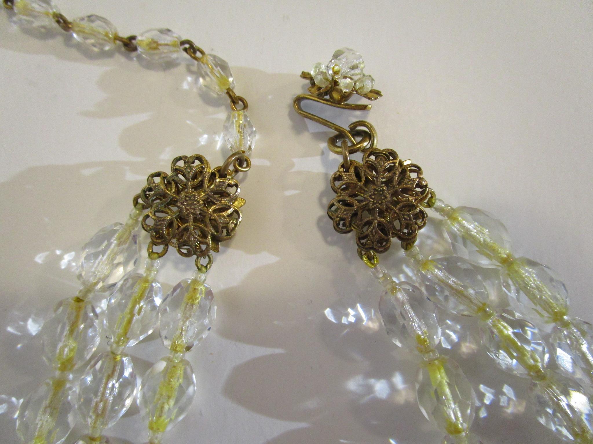 MIRIAM HASKELL Necklace Glass Beads Rhinestones Russian Gold Yellow SIGNED For Sale 7