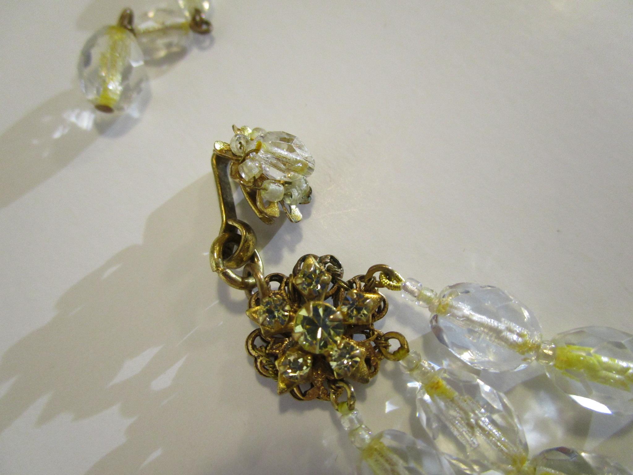 MIRIAM HASKELL Necklace Glass Beads Rhinestones Russian Gold Yellow SIGNED For Sale 1