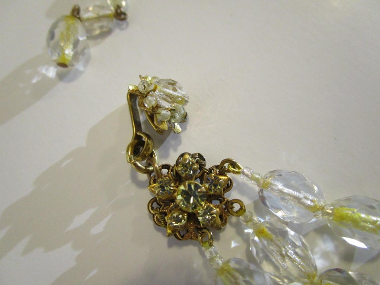 MIRIAM HASKELL Necklace Glass Beads Rhinestones Russian Gold Yellow SIGNED For Sale 4