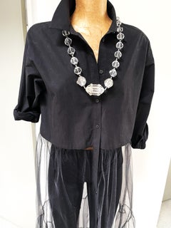 Miriam Haskell necklace with large cut Lucite balls, rhinstones, 1950's USA