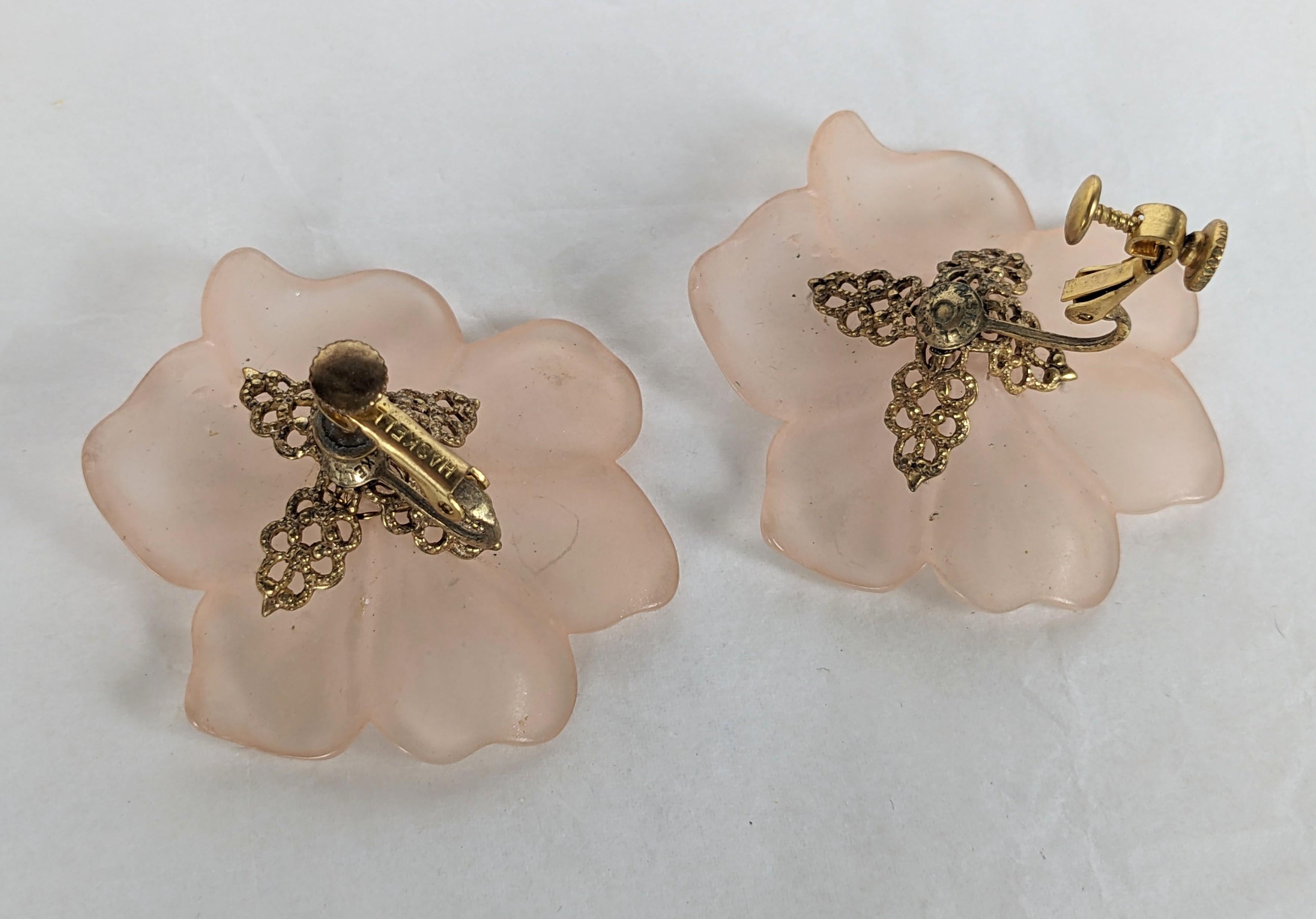 Women's or Men's Miriam Haskell Pale Pink Flower Earrings For Sale
