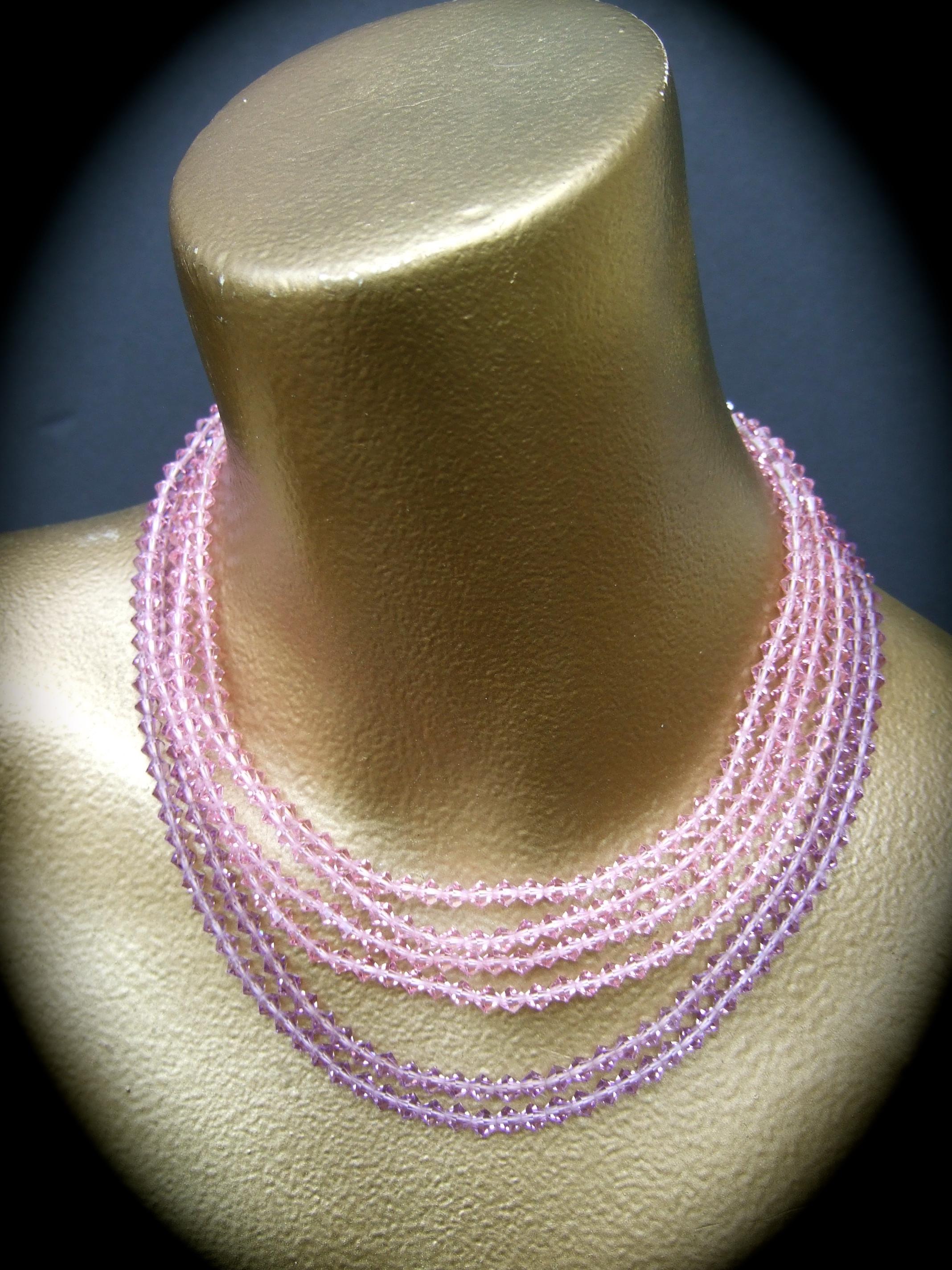 MIRIAM HASKELL Pastel Graduated Crystal Necklace & Earrings Set 1960 For Sale 6