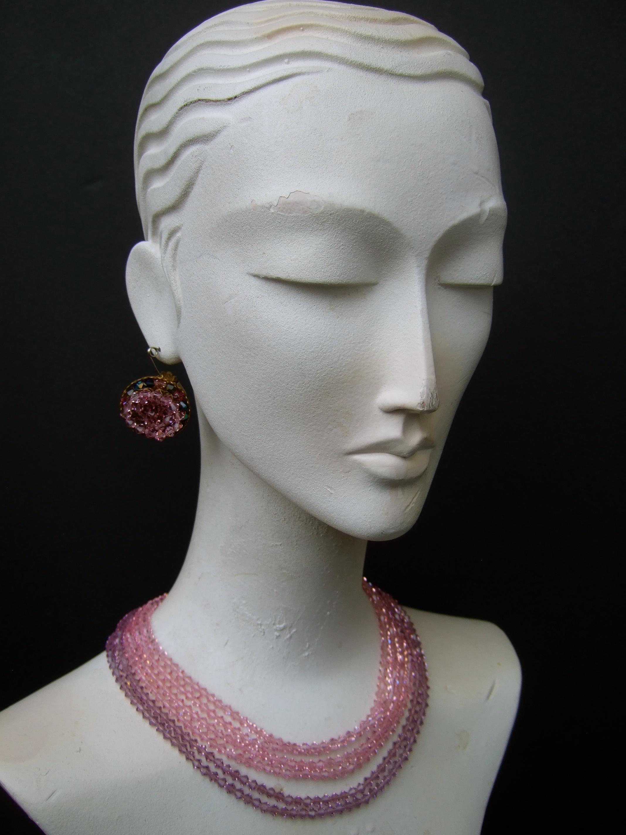 MIRIAM HASKELL Pastel Graduated Crystal Necklace & Earrings Set 1960 For Sale 8