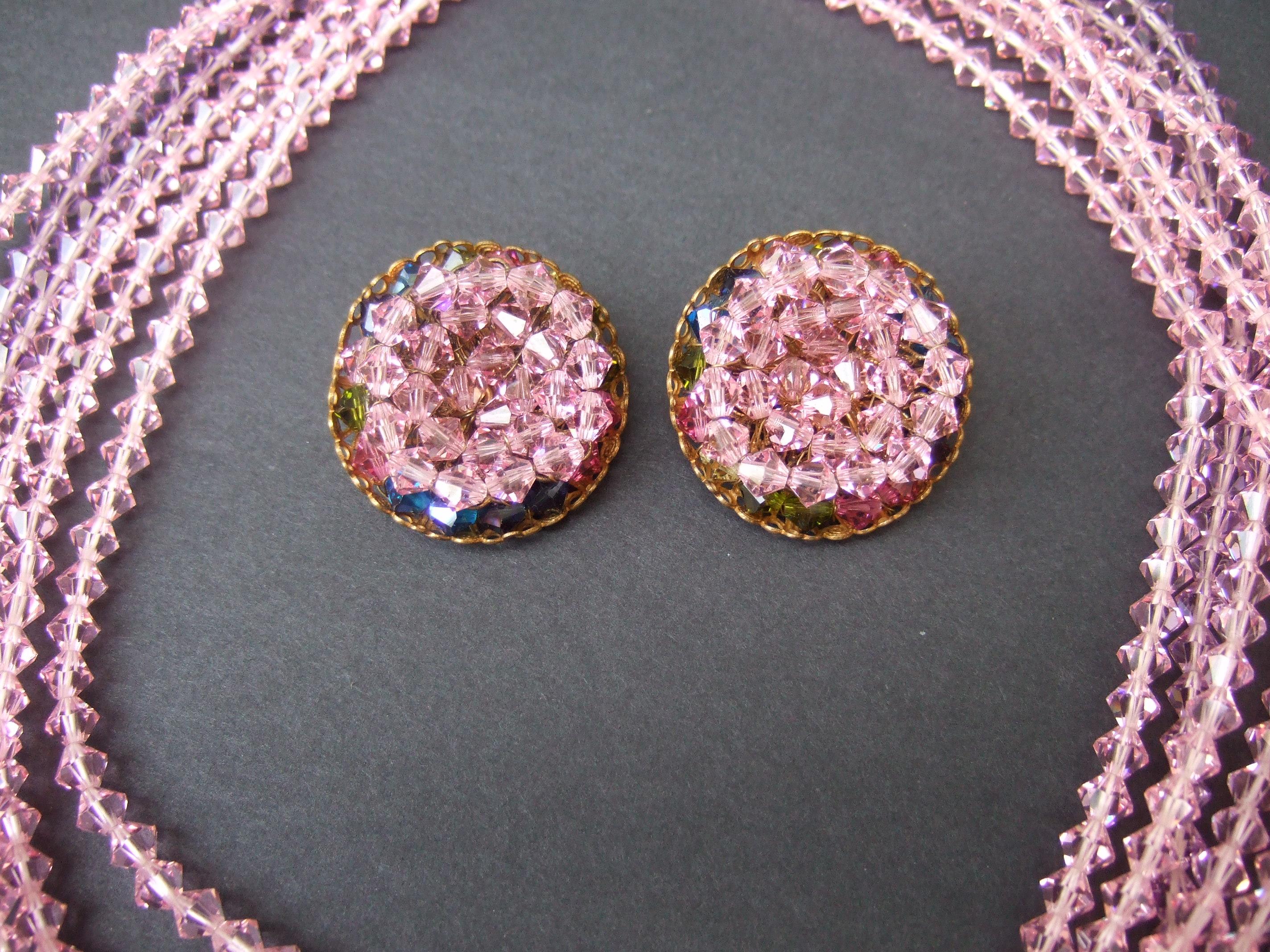 MIRIAM HASKELL Pastel Graduated Crystal Necklace & Earrings Set 1960 For Sale 9