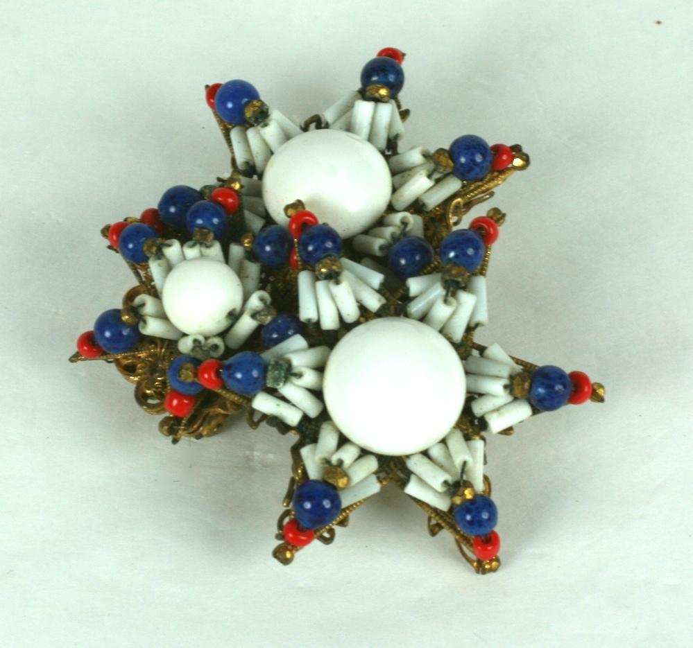 Miriam Haskell Patriotic Star Brooch In Excellent Condition For Sale In New York, NY