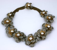 Miriam Haskell Pave Rose Montee Flower Necklace