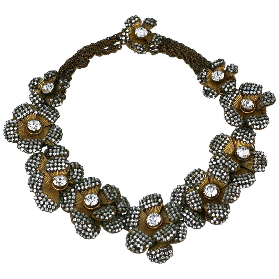 Collana con fiori di Miriam Haskell Pave Rose Montee in vendita