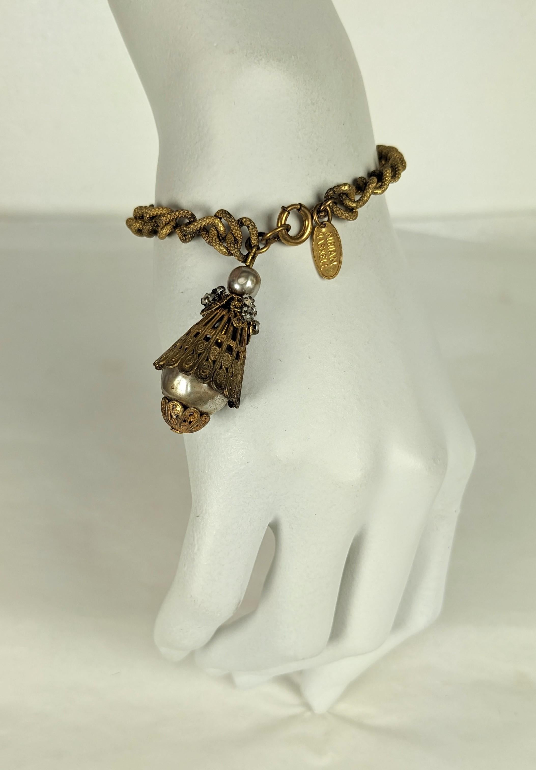 Miriam Haskell Bracelet à boutons en perles et filigrane doré Pour femmes en vente