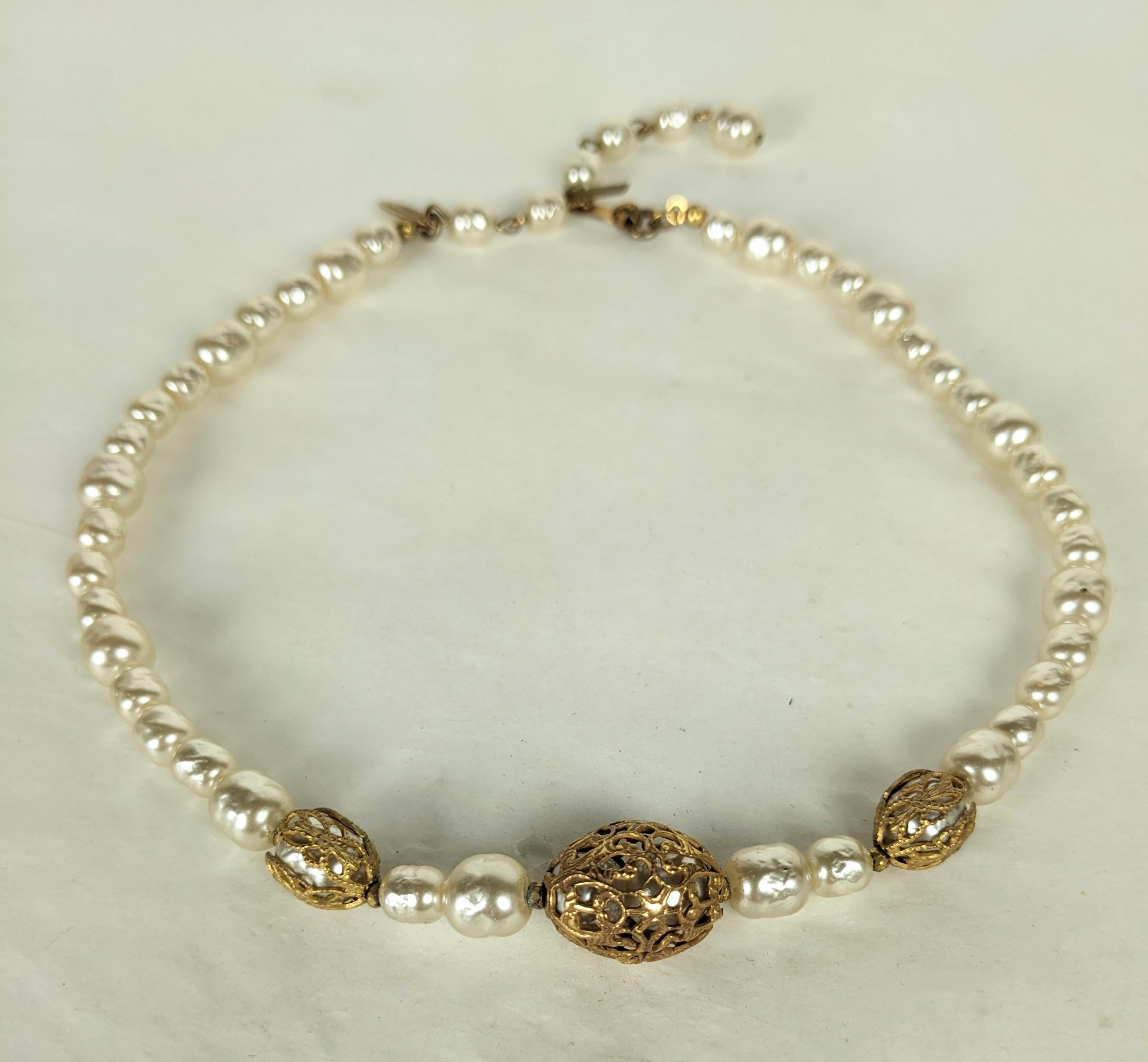 Miriam Haskell filigrane Halskette mit Perlen und vergoldeter Perle Damen im Angebot