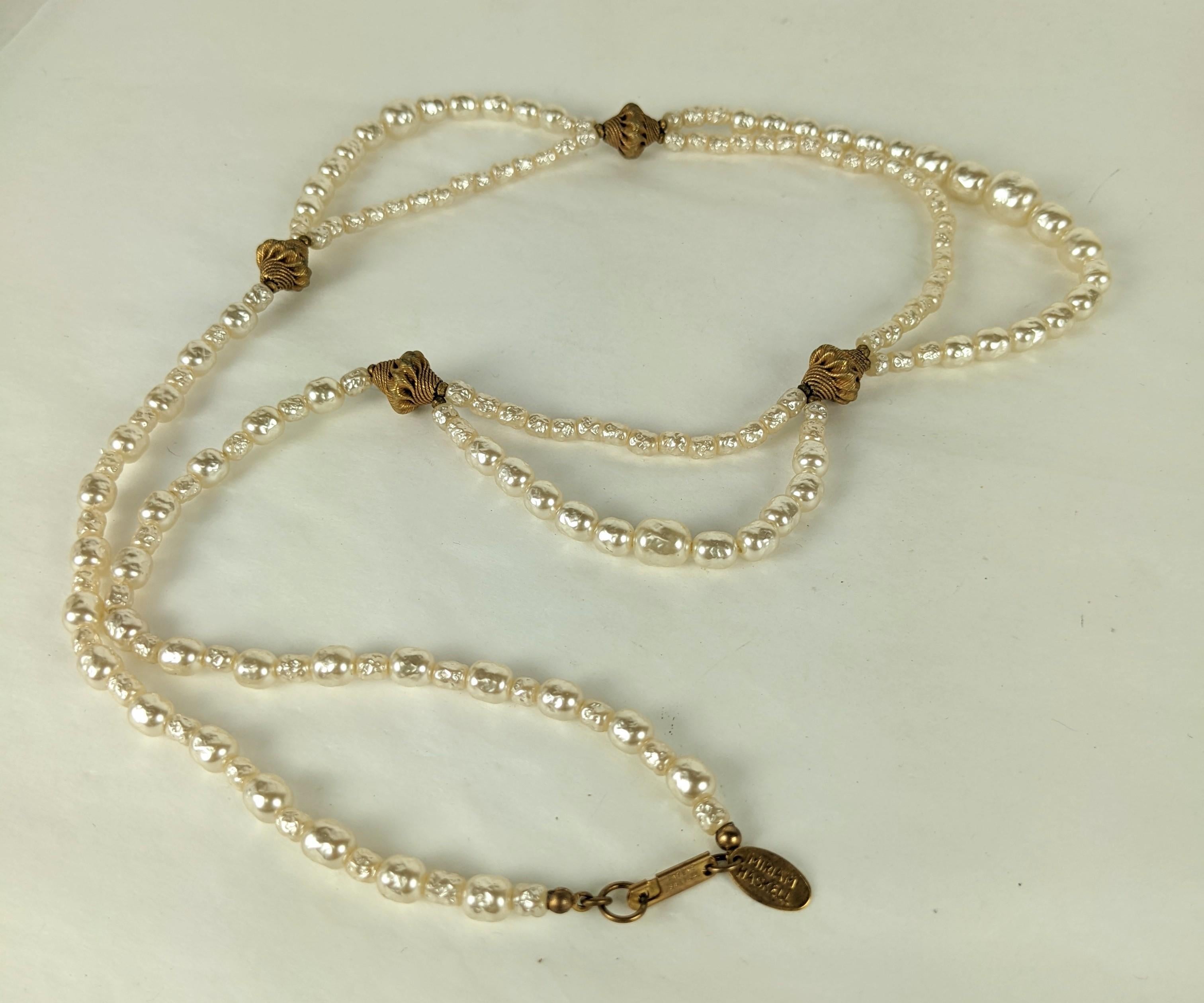 Miriam Haskell Pearl and Gilt Necklace In Excellent Condition For Sale In New York, NY