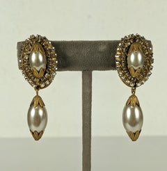 Miriam Haskell Boucles d'oreilles en goutte en perles et roses Montee