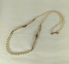 Miriam Haskell Pearl and Russian Gilt Long Necklace