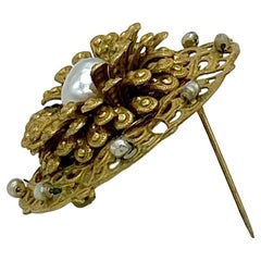 Miriam Haskell Pearl and Russian Gold Brooch
