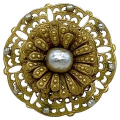 Miriam Haskell Pearl and Russian Gold Brooch