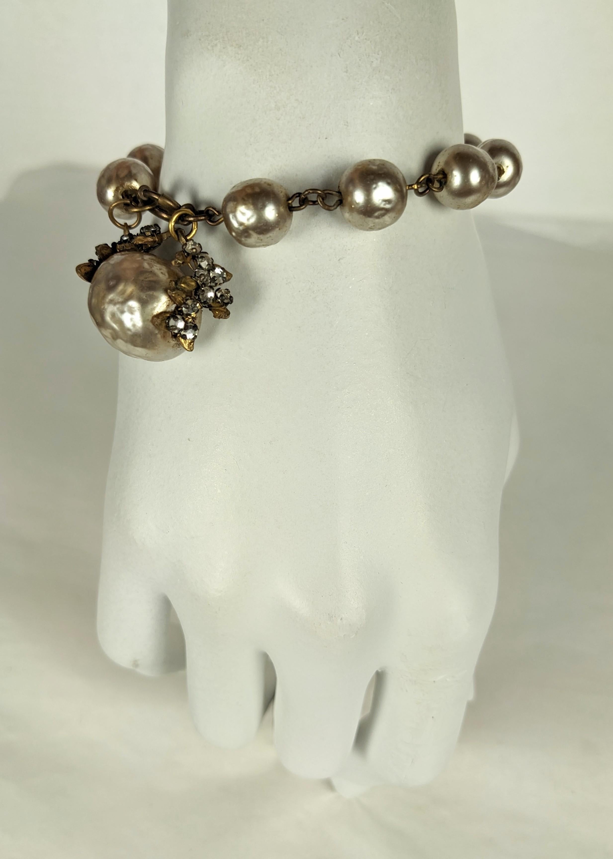 Women's Miriam Haskell Pearl Fob Bracelet For Sale
