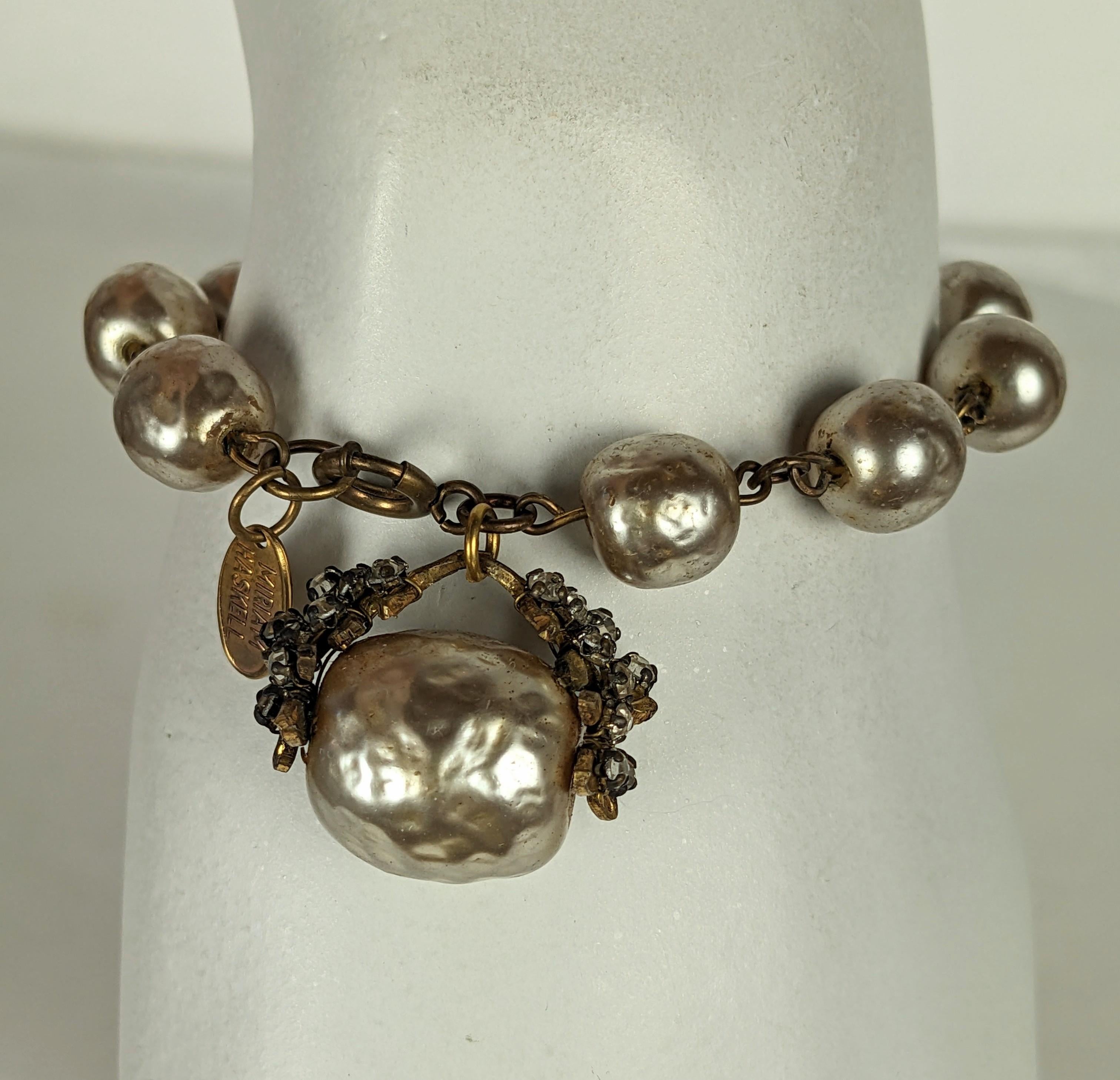 Miriam Haskell Pearl Fob Bracelet For Sale 1