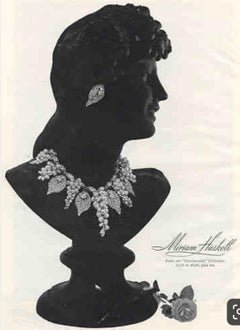 Miriam Haskell Pearl Grape Cluster Diamante Festoon Statement Necklace