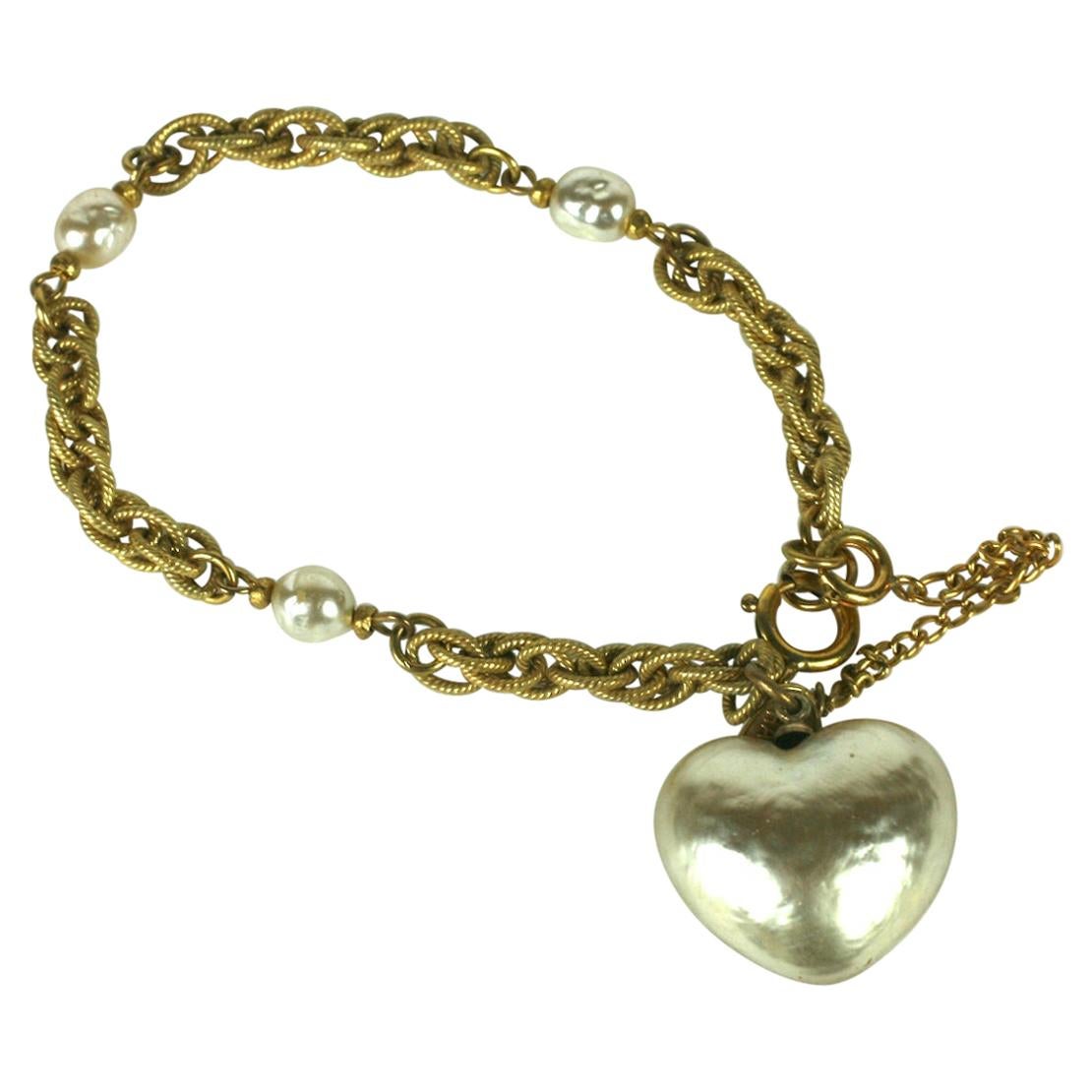 Miriam Haskell Pearl Heart Bracelet