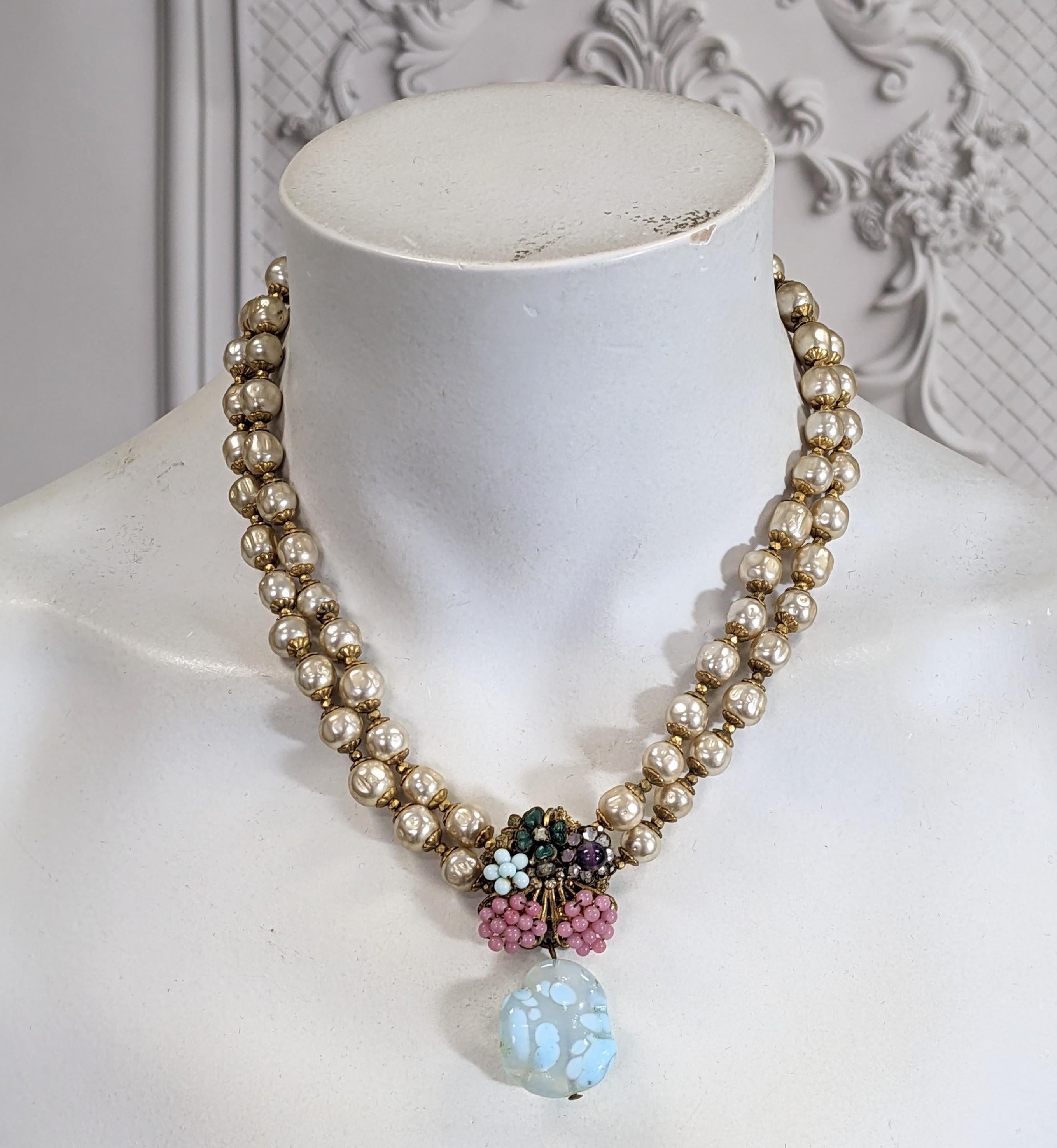 Miriam Haskell Collier de perles avec pendentif Pate de Verre en vente 1