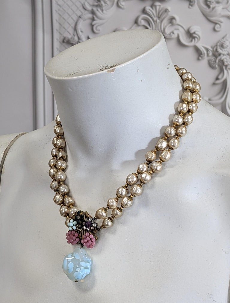 Collier Vintage Perles De Verre - Style Miriam Haskell, Occasion
