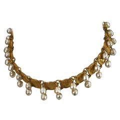 Miriam Haskell Pearl Pendant Coin Choker