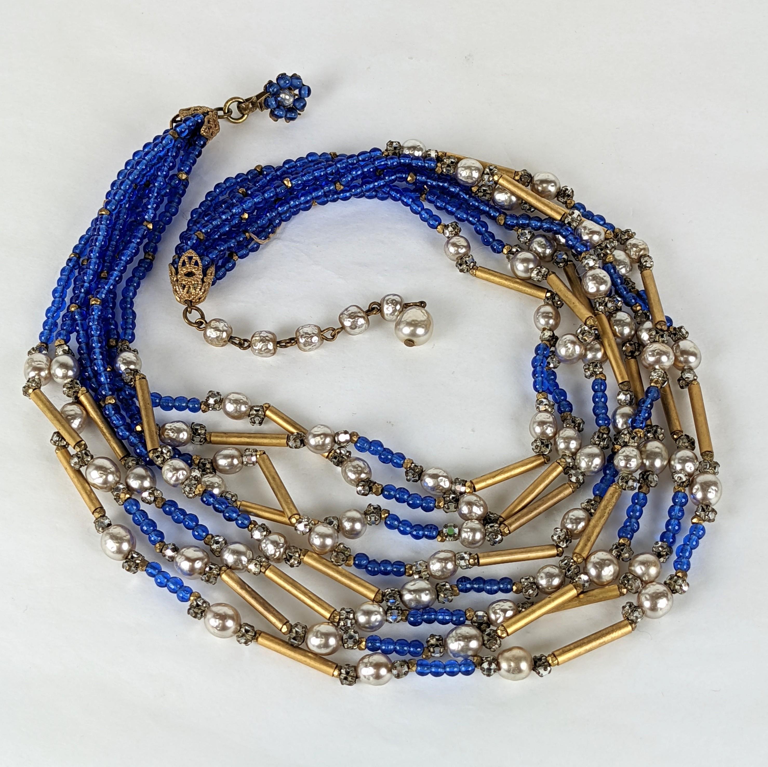 Miriam Haskell Perlenkette aus Perlen, Rosen Montee und Pate de Verre im Zustand „Hervorragend“ im Angebot in New York, NY