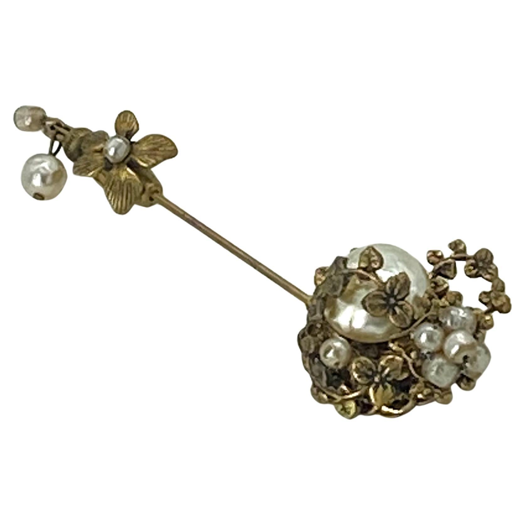 Spilla/spilla a bastoncino di perle Miriam Haskell