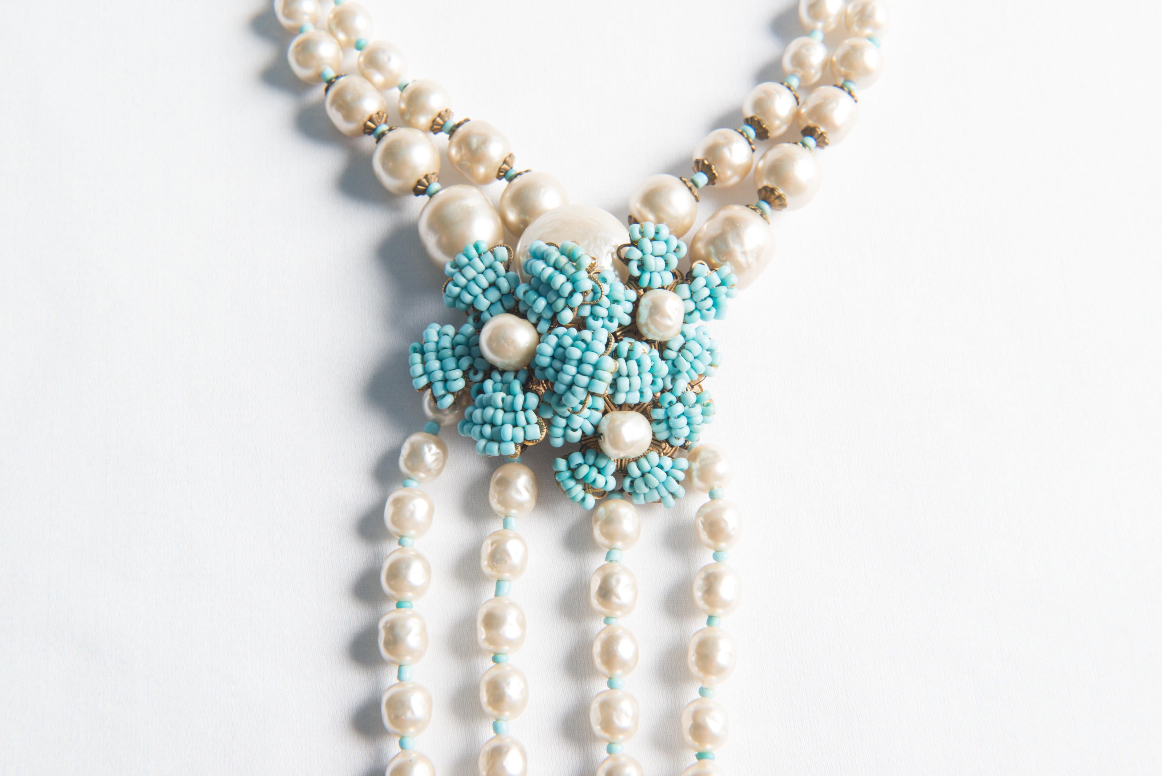 Miriam Haskell Set aus Halskette und Armband mit Perlen, türkisfarbenen Perlen und Perlen Damen im Angebot