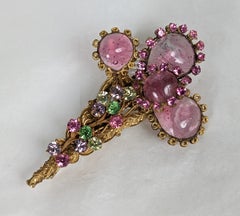 Miriam Haskell Rosa Gripoix Glas Romantischer Blumenstrauß Brosche