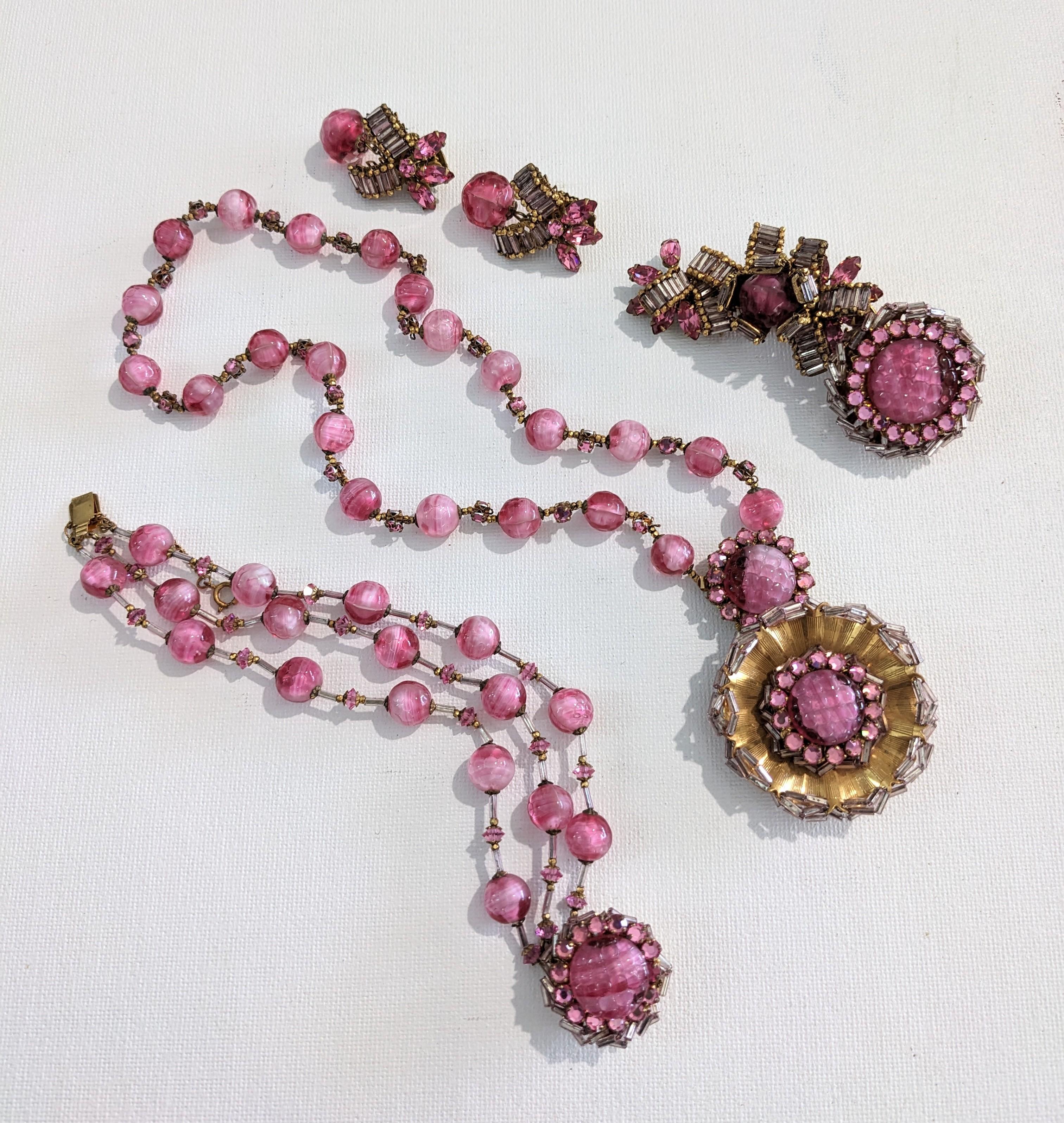Miriam Haskell Pink Venetian Glass  Suite For Sale 5