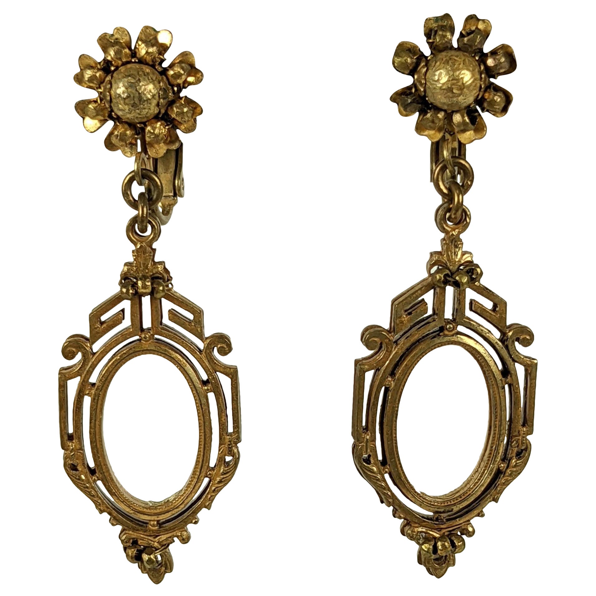 Miriam Haskell Renaissance- Revival-Ohrclips im Angebot