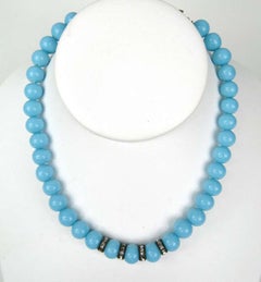 Miriam Haskell Robin's Egg Blue Necklace 1940s