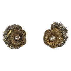 Miriam Haskell Rose Montee Flower Earrings