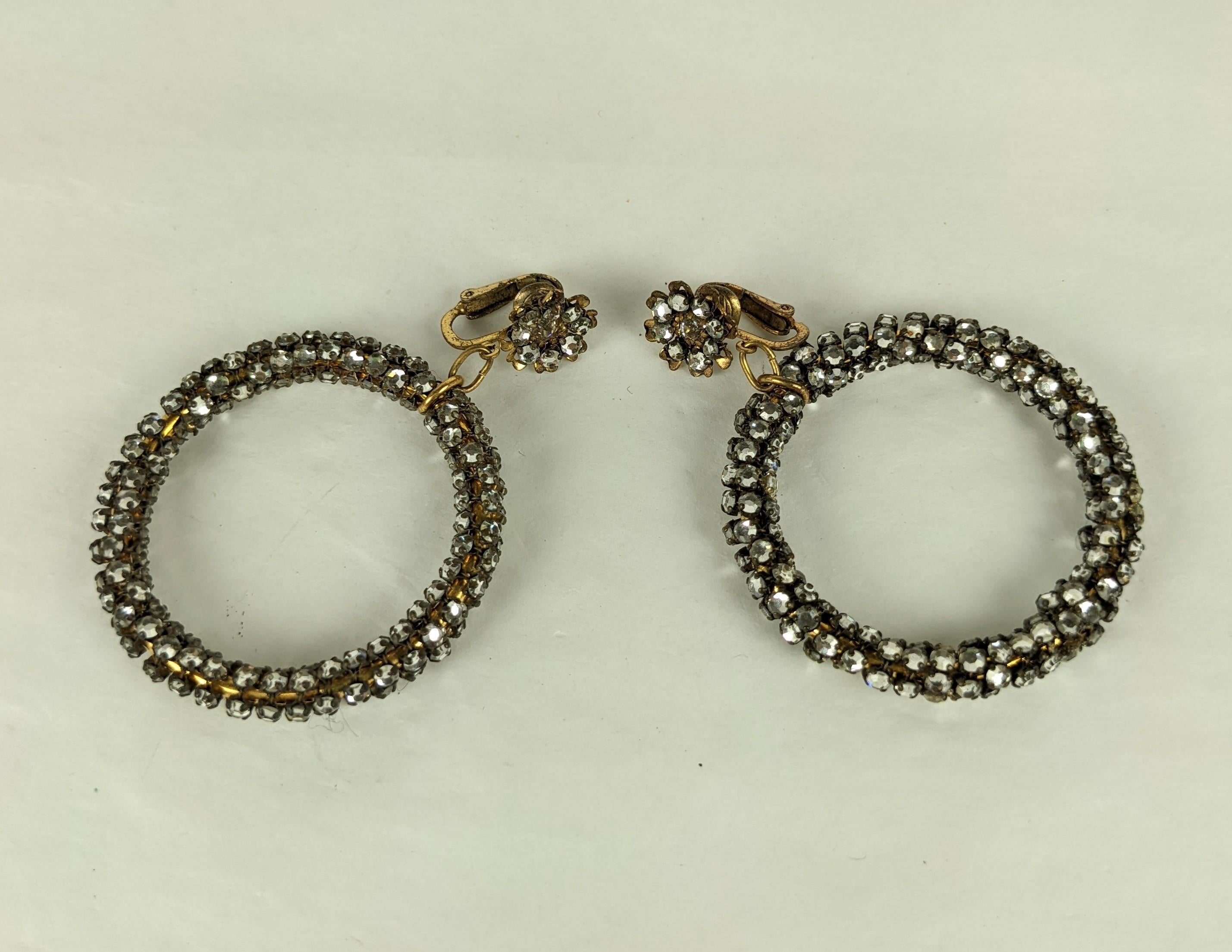 Miriam Haskell Rose Montee Hoop Earrings In Good Condition For Sale In New York, NY