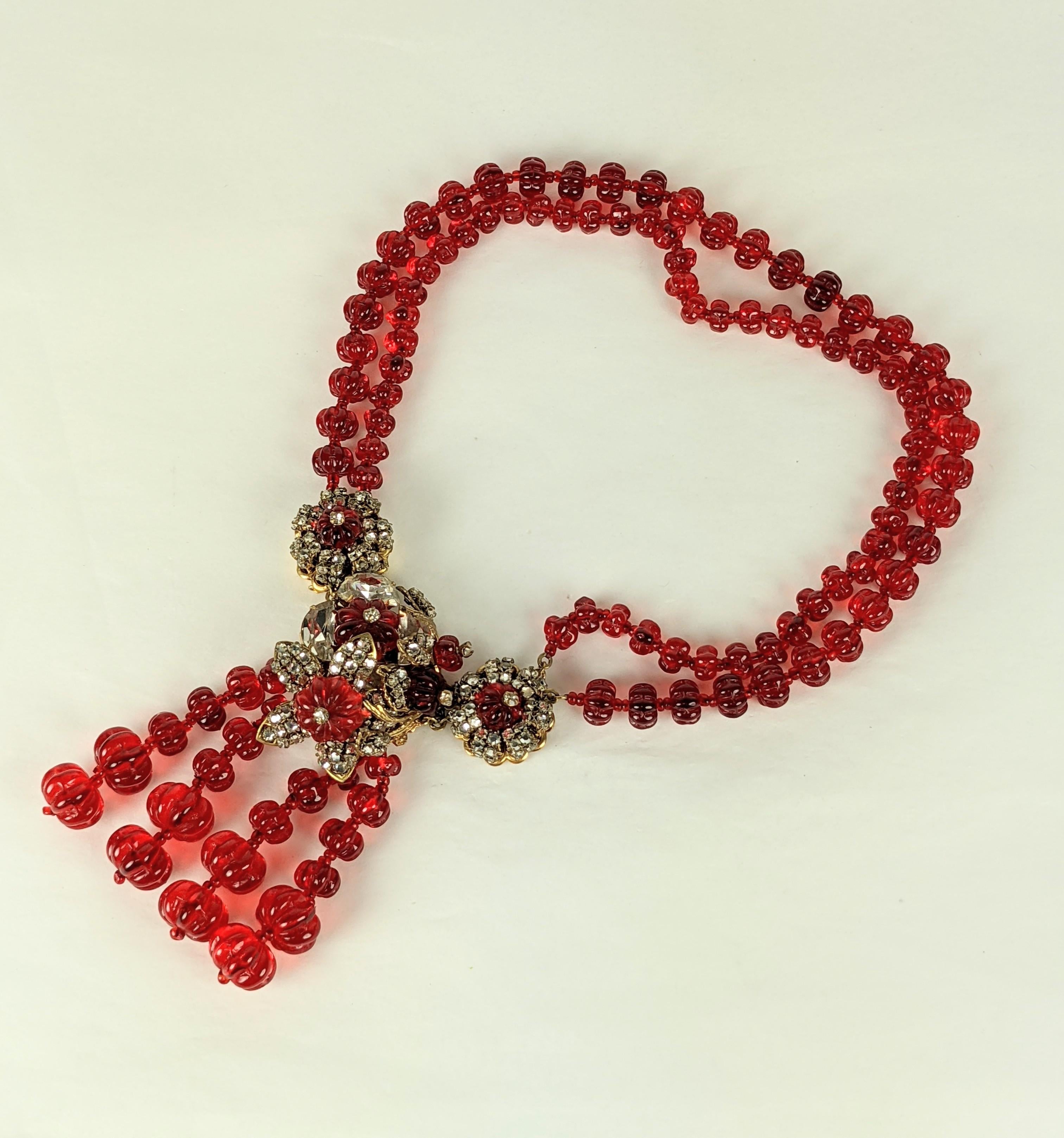 Women's Miriam Haskell Ruby Melon Gripoix Glass Bead Necklace