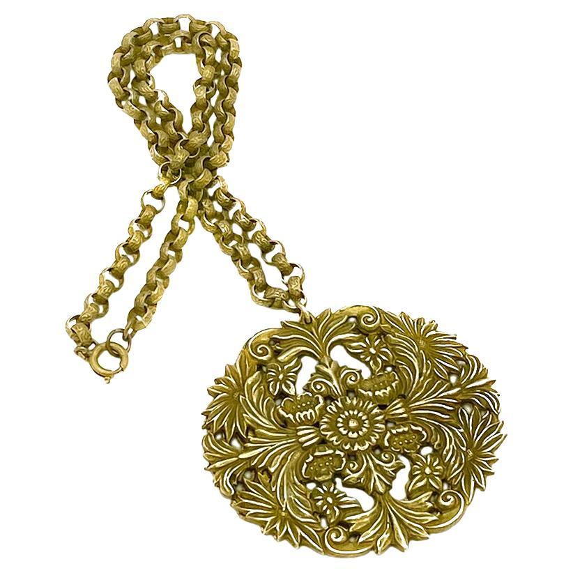 Miriam Haskell Russian Gold Medallion Necklace
