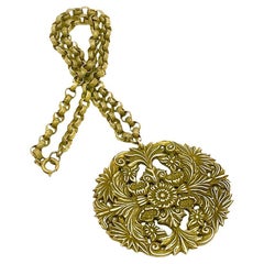 Vintage Miriam Haskell Russian Gold Medallion Necklace