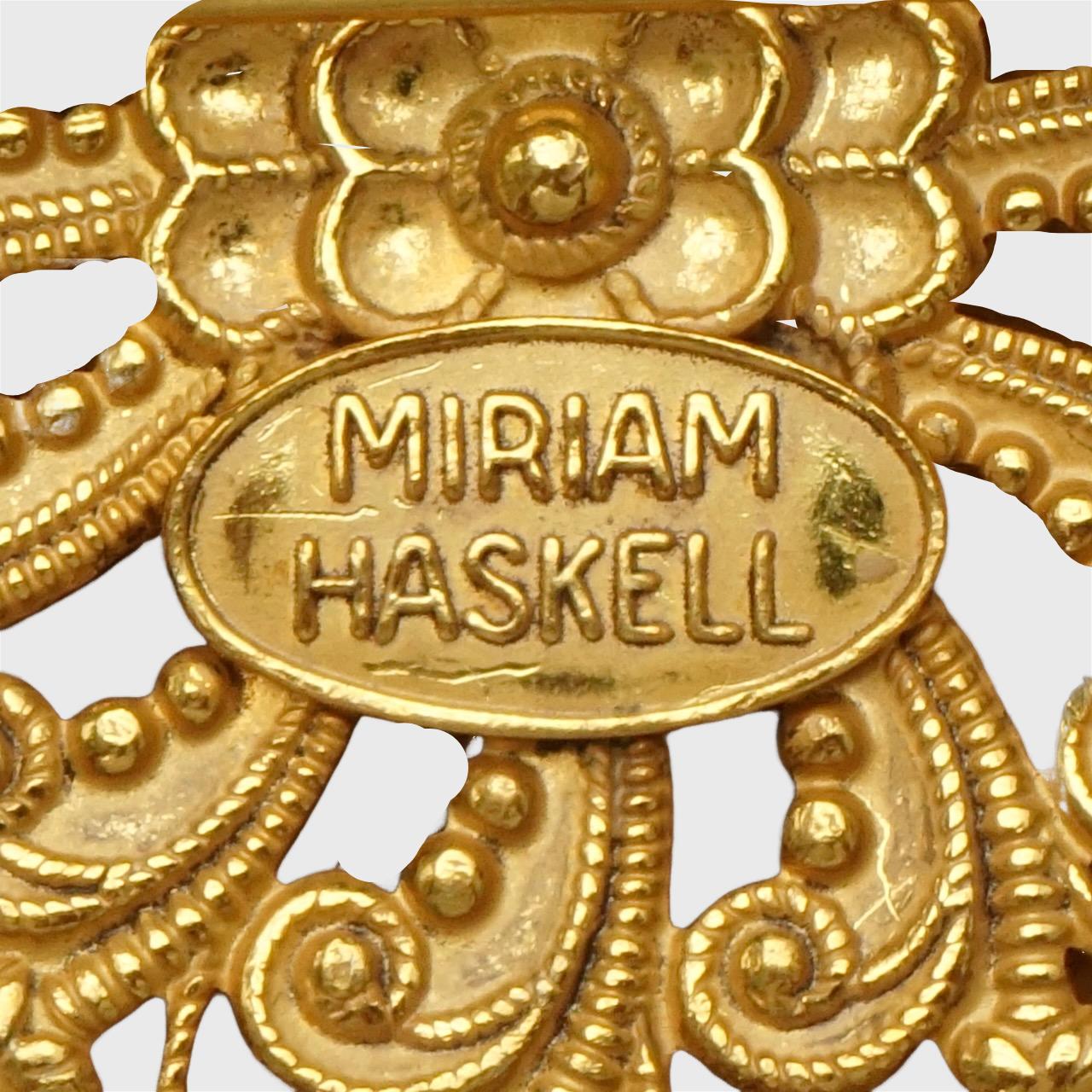 Miriam Haskell Russian Gold Plated Ornate Flower and Leaf Dome Brooch (Broche à dôme en forme de fleur et de feuille) en vente 2