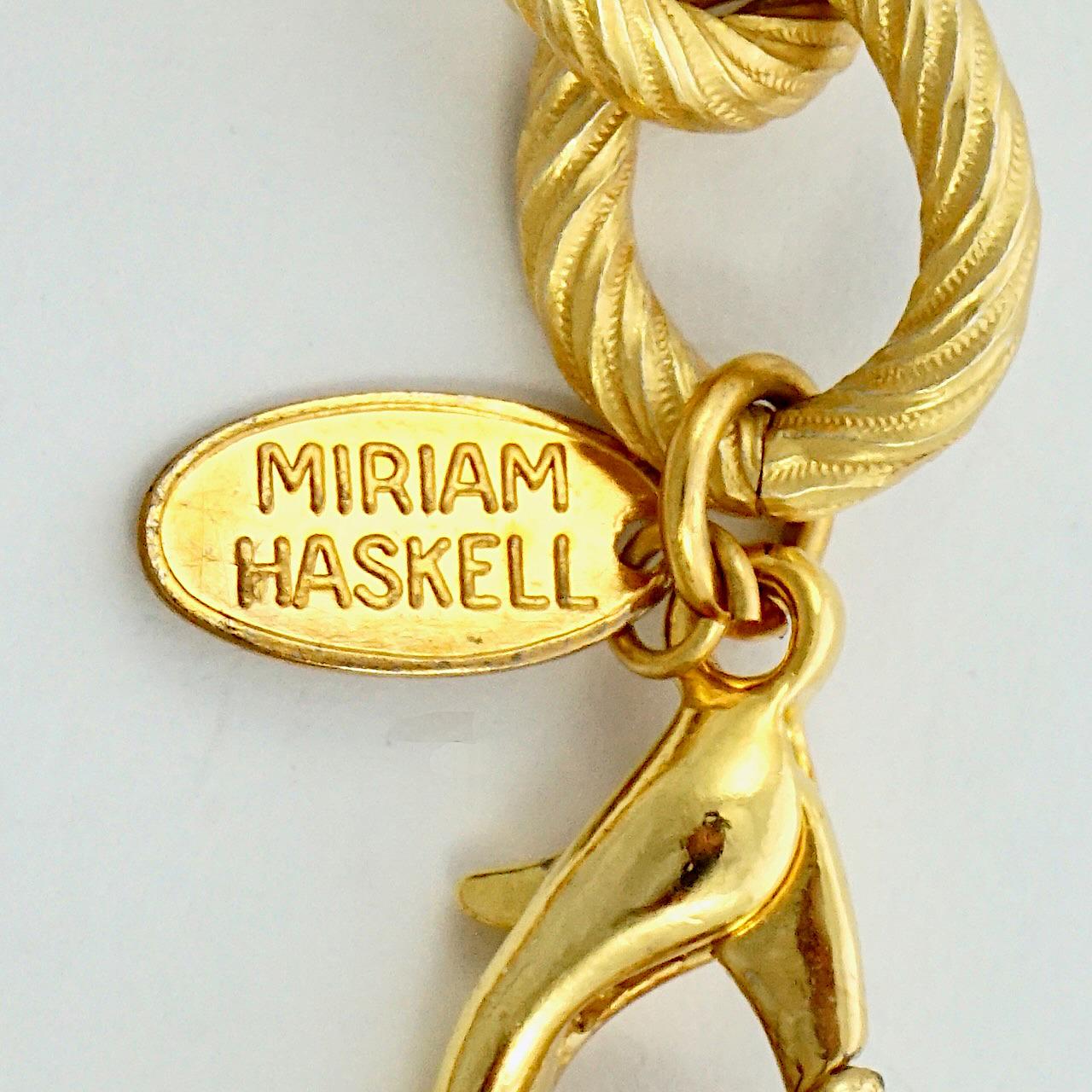Miriam Haskell Russisches vergoldetes Perlen- Citrin-Glas- Münz-Charm-Armband  für Damen oder Herren im Angebot