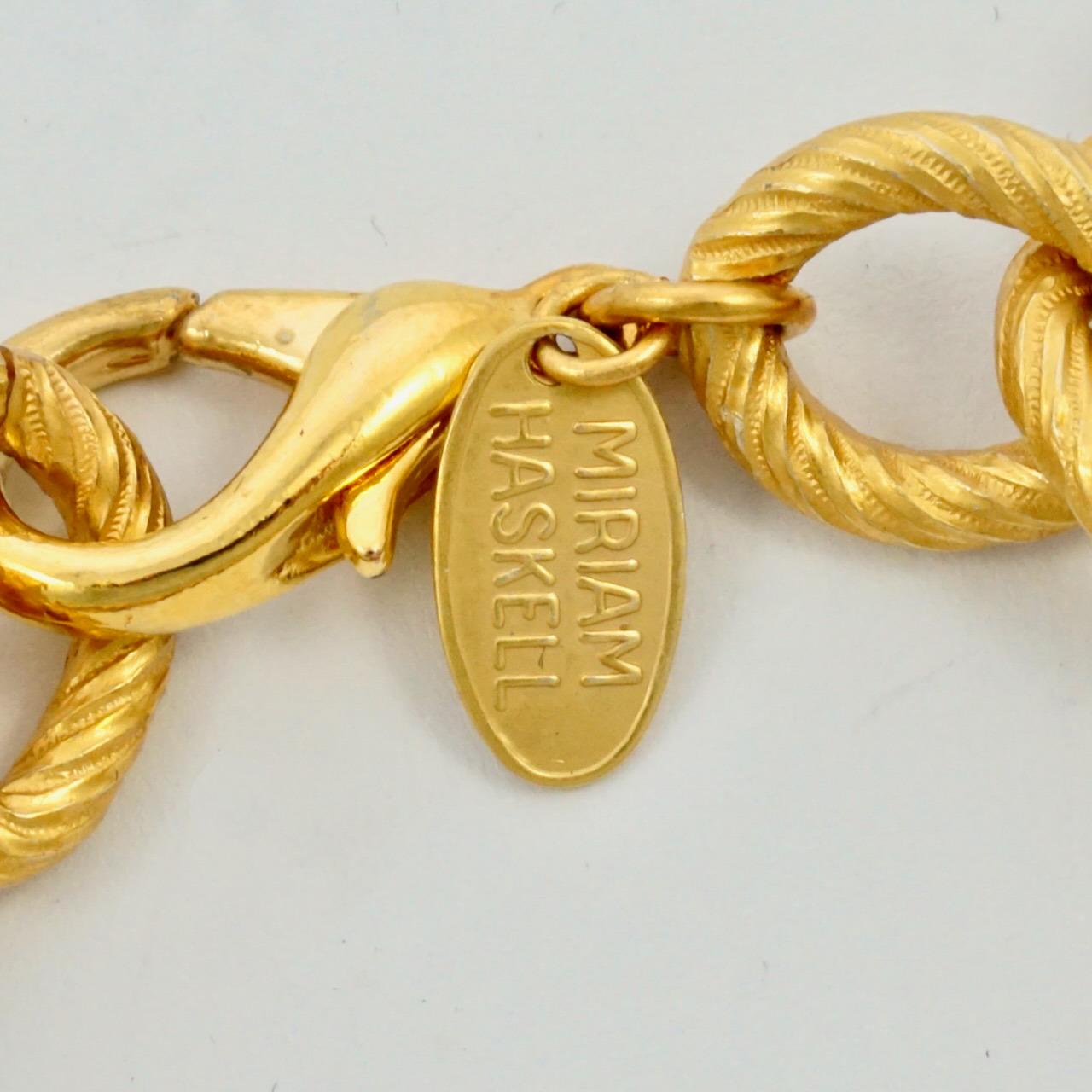 Miriam Haskell Russian Gold Plated Pearl Turquoise Glass Coin Charm Bracelet In Good Condition In London, GB