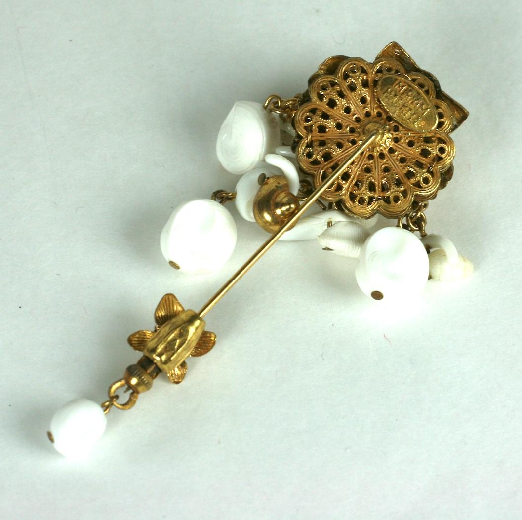 Miriam Haskell Sea Shell Jabot Pin In Excellent Condition For Sale In New York, NY