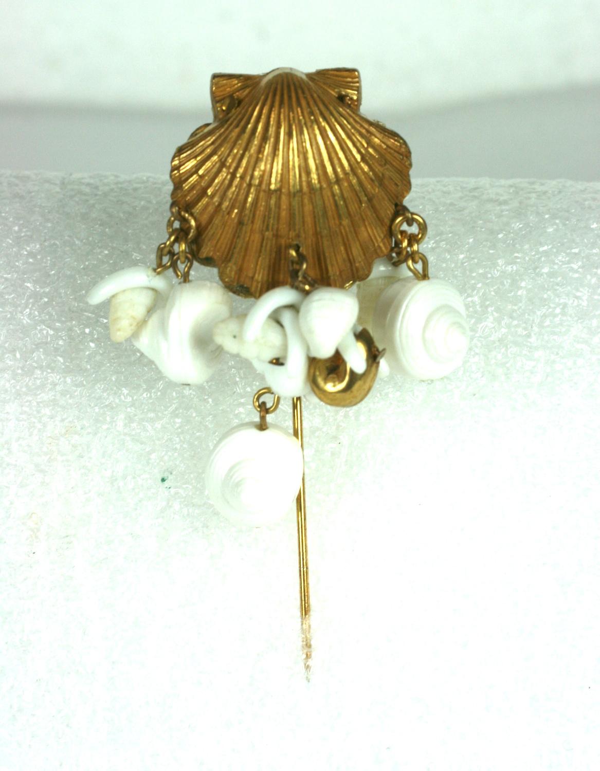 Miriam Haskell Sea Shell Jabot Pin For Sale 1