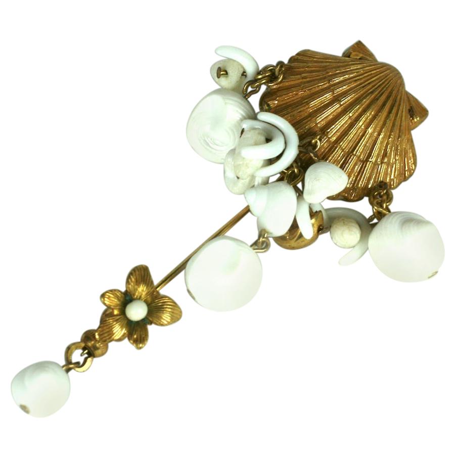 Miriam Haskell Sea Shell Jabot Pin For Sale